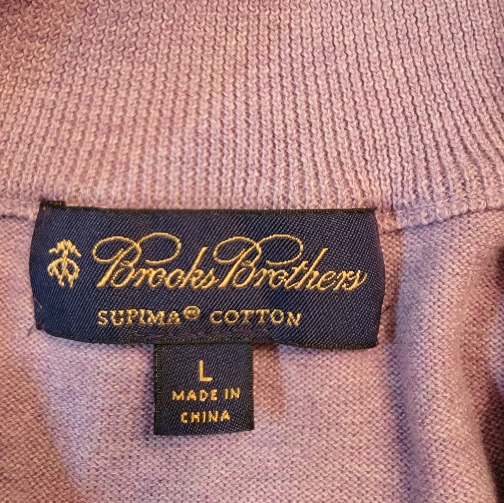 Brooks Brothers Supima Cotton Purple 3/4 Zip Sweater Large - Picture 3 of 8
